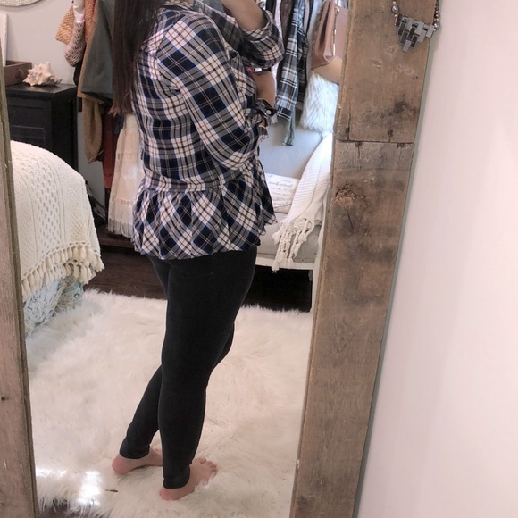My Michelle size medium blue plaid flannel top - Picture 4 of 7